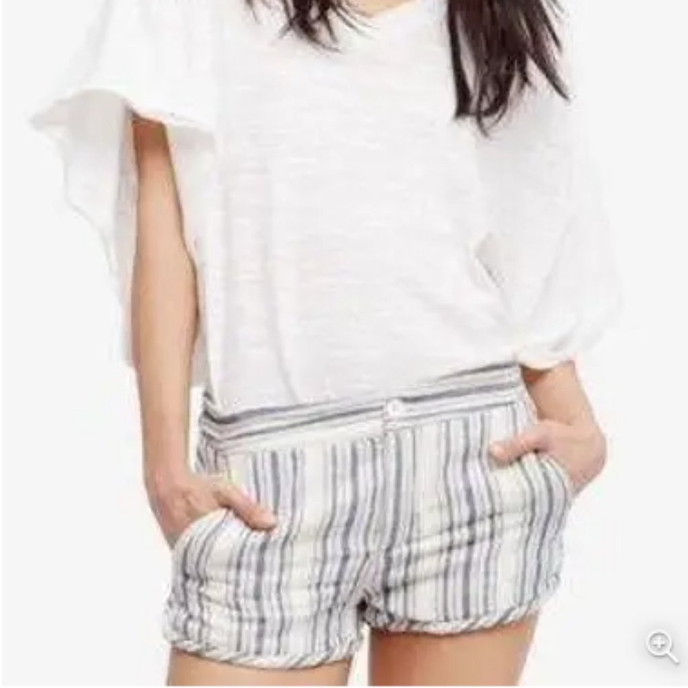 free people night moves black and white striped shorts